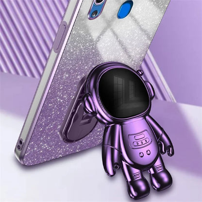 For Samsung Galaxy A20 / A30 Case Glitter PC+TPU Astronaut Kickstand Back Cover