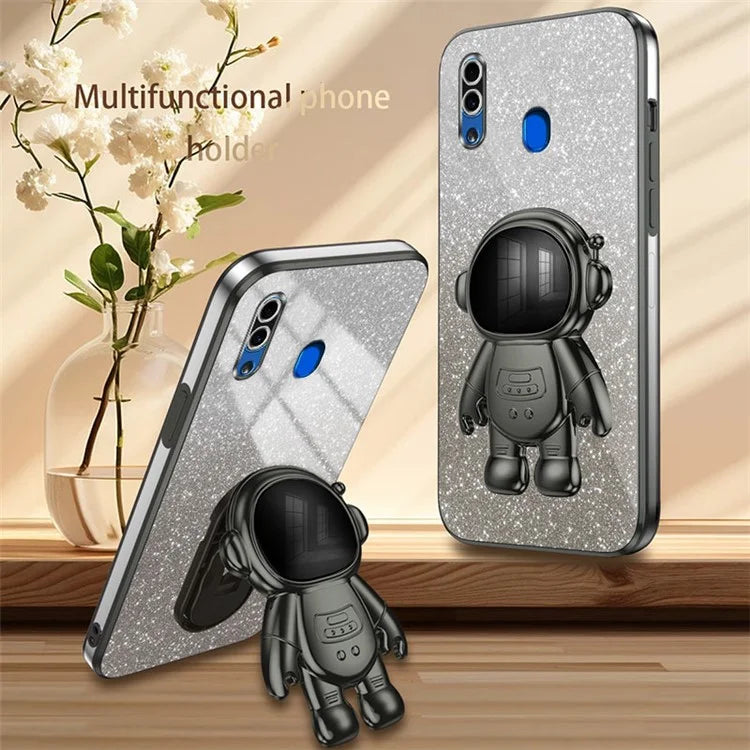 For Samsung Galaxy A20 / A30 Case Glitter PC+TPU Astronaut Kickstand Back Cover