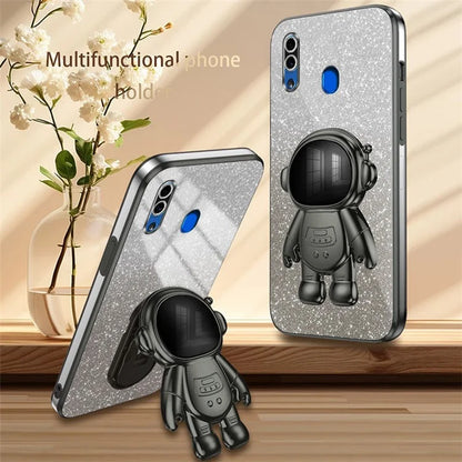 For Samsung Galaxy A20 / A30 Case Glitter PC+TPU Astronaut Kickstand Back Cover