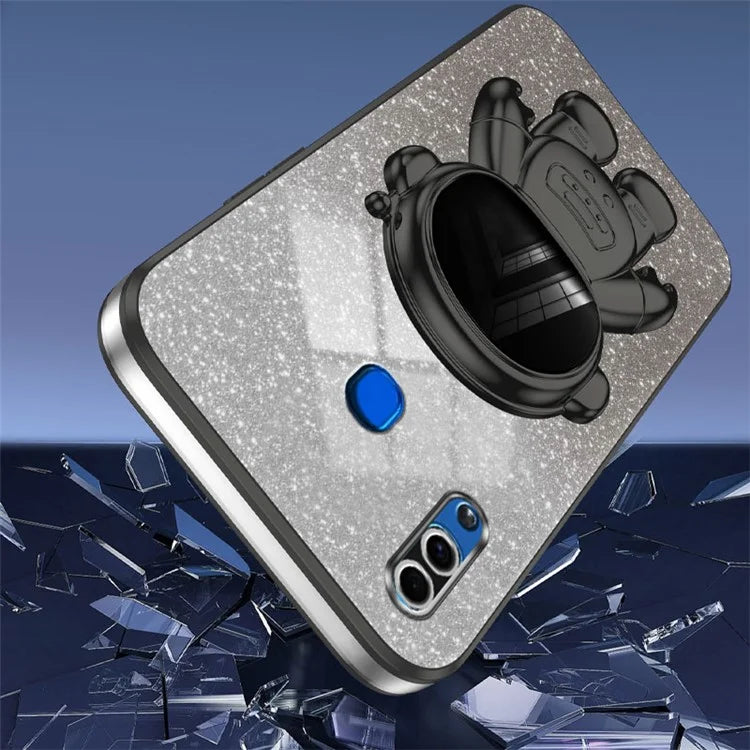 For Samsung Galaxy A20 / A30 Case Glitter PC+TPU Astronaut Kickstand Back Cover