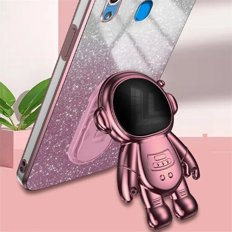 For Samsung Galaxy A20 / A30 Case Glitter PC+TPU Astronaut Kickstand Back Cover
