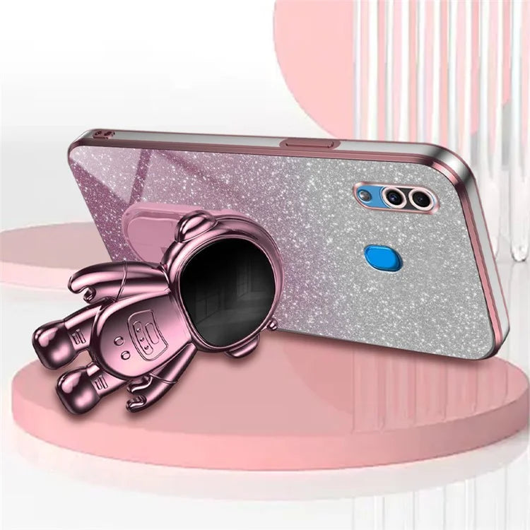 For Samsung Galaxy A20 / A30 Case Glitter PC+TPU Astronaut Kickstand Back Cover