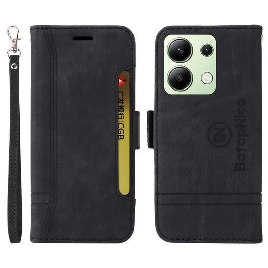 BETOPNICE 001 for Xiaomi Redmi Note 13 4G Case Imprinted Leather Phone Wallet Cover