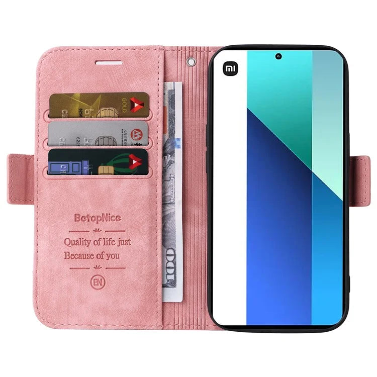 BETOPNICE 001 for Xiaomi Redmi Note 13 4G Case Imprinted Leather Phone Wallet Cover