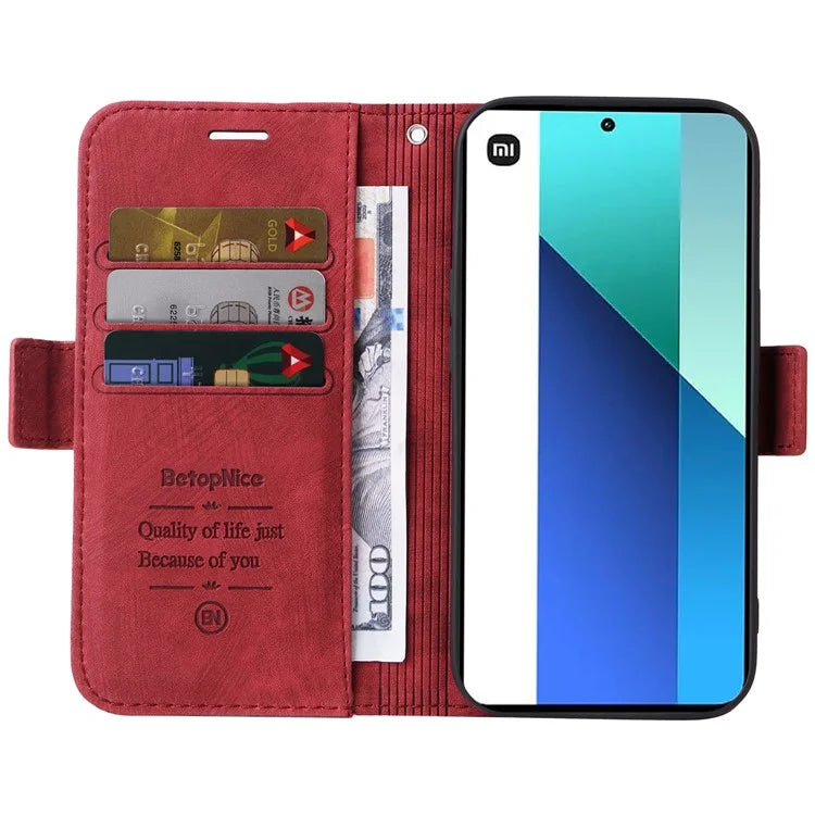 BETOPNICE 001 for Xiaomi Redmi Note 13 4G Case Imprinted Leather Phone Wallet Cover
