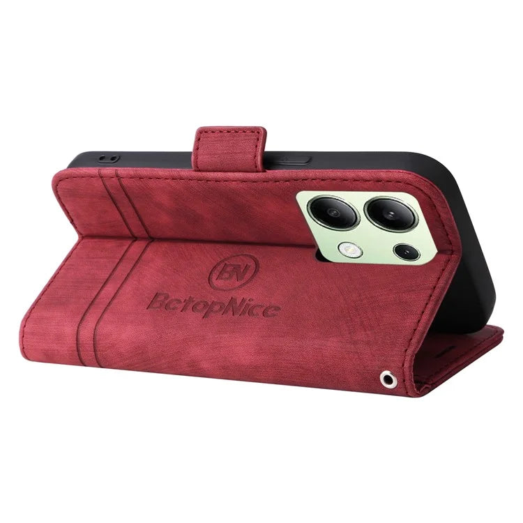 BETOPNICE 001 for Xiaomi Redmi Note 13 4G Case Imprinted Leather Phone Wallet Cover