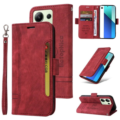 BETOPNICE 001 for Xiaomi Redmi Note 13 4G Case Imprinted Leather Phone Wallet Cover