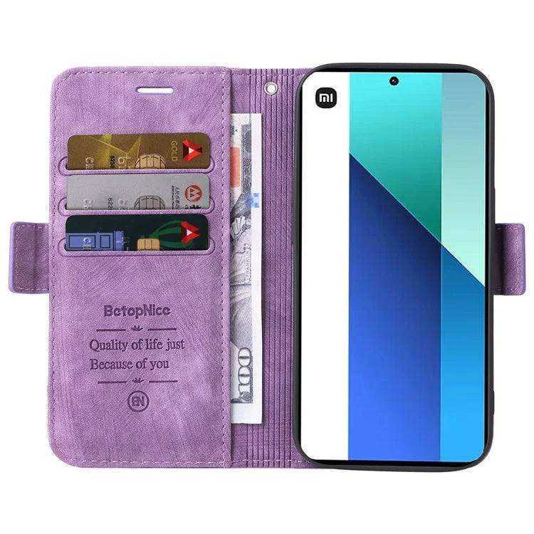 BETOPNICE 001 for Xiaomi Redmi Note 13 4G Case Imprinted Leather Phone Wallet Cover