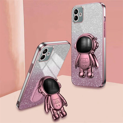 For Samsung Galaxy A04 4G (164.4 x 76.3 x 9.1 mm) Cover Glitter PC+TPU Phone Case with Kickstand