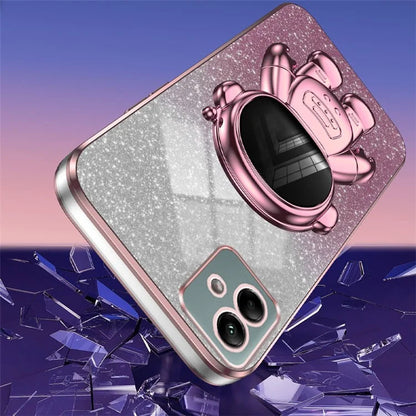 For Samsung Galaxy A04 4G (164.4 x 76.3 x 9.1 mm) Cover Glitter PC+TPU Phone Case with Kickstand