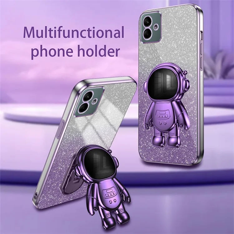 For Samsung Galaxy A04 4G (164.4 x 76.3 x 9.1 mm) Cover Glitter PC+TPU Phone Case with Kickstand