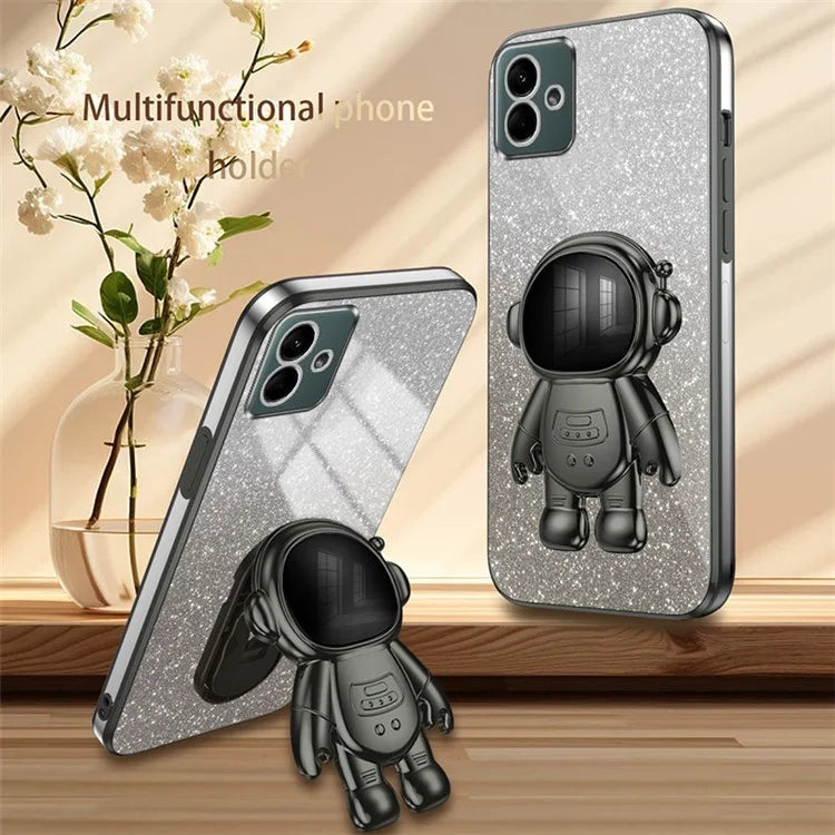 For Samsung Galaxy A04 4G (164.4 x 76.3 x 9.1 mm) Cover Glitter PC+TPU Phone Case with Kickstand