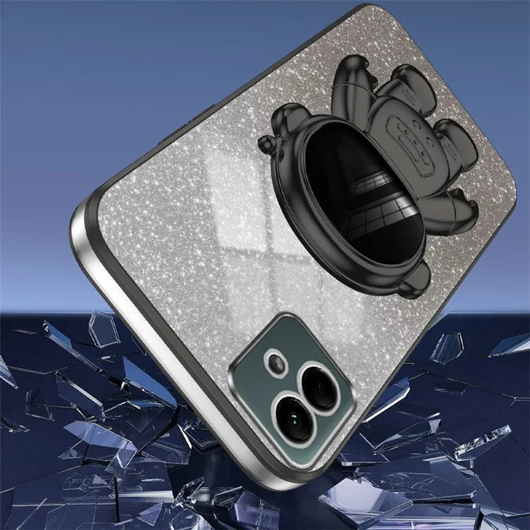 For Samsung Galaxy A04 4G (164.4 x 76.3 x 9.1 mm) Cover Glitter PC+TPU Phone Case with Kickstand