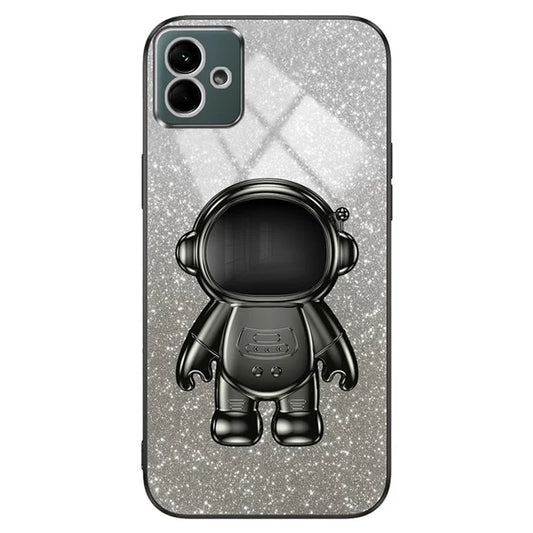For Samsung Galaxy A04e 4G / F04 4G / M04 4G Phone Case Electroplated Cover with Astronaut Kickstand