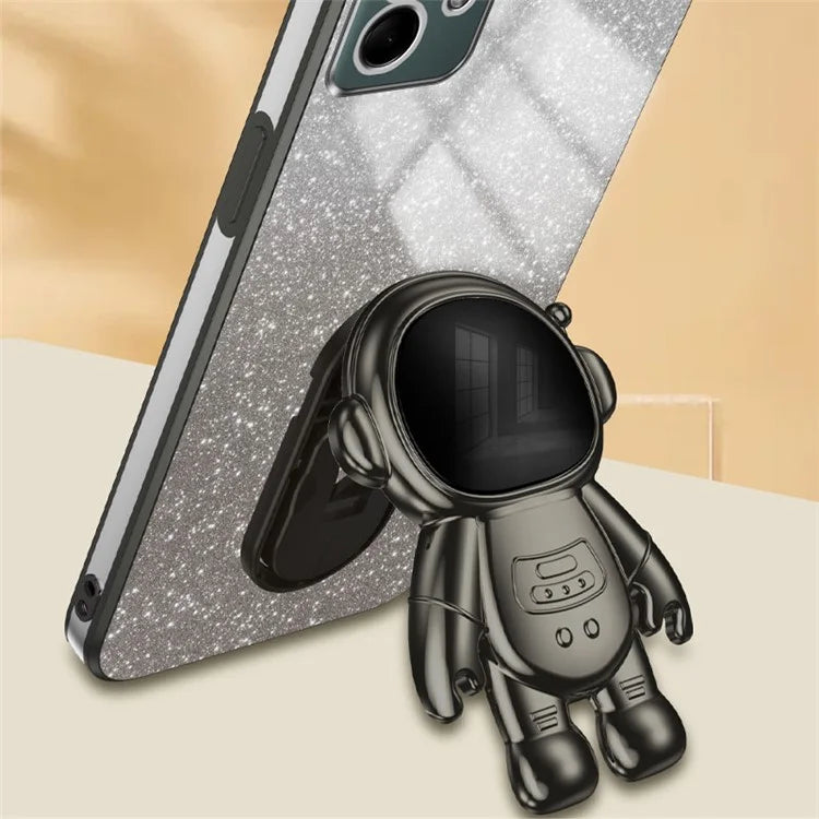 For Samsung Galaxy A04e 4G / F04 4G / M04 4G Phone Case Electroplated Cover with Astronaut Kickstand