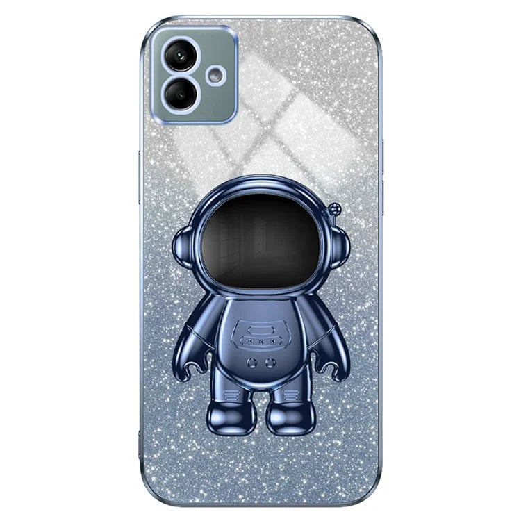 For Samsung Galaxy A04e 4G / F04 4G / M04 4G Phone Case Electroplated Cover with Astronaut Kickstand