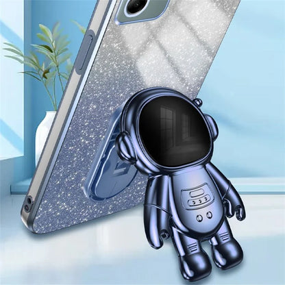 For Samsung Galaxy A04e 4G / F04 4G / M04 4G Phone Case Electroplated Cover with Astronaut Kickstand