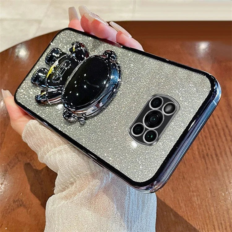 For Xiaomi Poco X3 / X3 NFC / X3 Pro Case Astronaut Kickstand Anti-drop PC+TPU Glitter Phone Cover