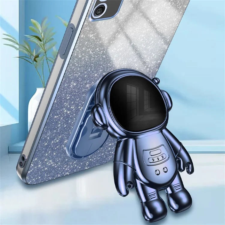 For Samsung Galaxy A02s (166.5x75.9x9.2mm) Cell Phone Case Astronaut Kickstand Anti-shock Cover