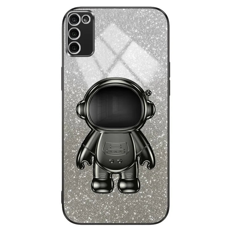 For Samsung Galaxy A02s (166.5x75.9x9.2mm) Cell Phone Case Astronaut Kickstand Anti-shock Cover