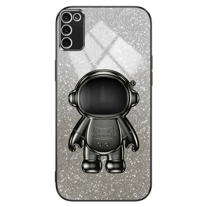 For Samsung Galaxy A02s (166.5x75.9x9.2mm) Cell Phone Case Astronaut Kickstand Anti-shock Cover