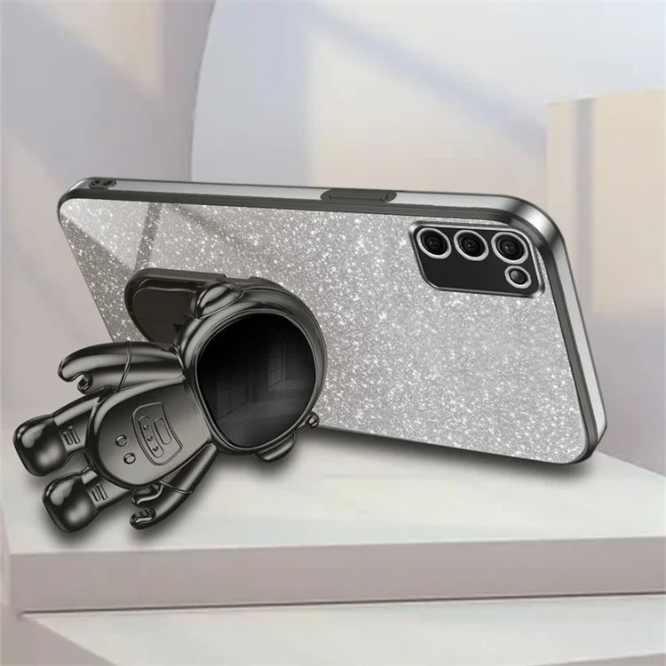 For Samsung Galaxy A02s (166.5x75.9x9.2mm) Cell Phone Case Astronaut Kickstand Anti-shock Cover