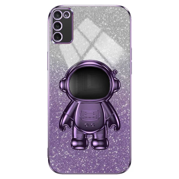 For Samsung Galaxy A02s (166.5x75.9x9.2mm) Cell Phone Case Astronaut Kickstand Anti-shock Cover