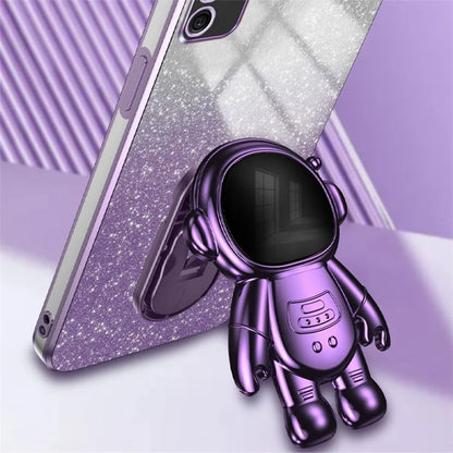 For Samsung Galaxy A02s (166.5x75.9x9.2mm) Cell Phone Case Astronaut Kickstand Anti-shock Cover