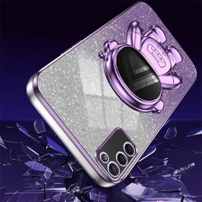 For Samsung Galaxy A02s (166.5x75.9x9.2mm) Cell Phone Case Astronaut Kickstand Anti-shock Cover