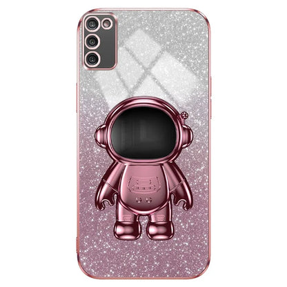 For Samsung Galaxy A02s (166.5x75.9x9.2mm) Cell Phone Case Astronaut Kickstand Anti-shock Cover