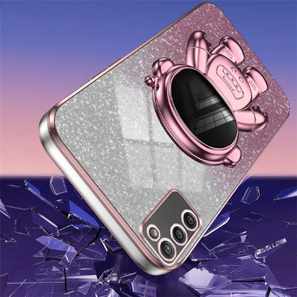 For Samsung Galaxy A02s (166.5x75.9x9.2mm) Cell Phone Case Astronaut Kickstand Anti-shock Cover