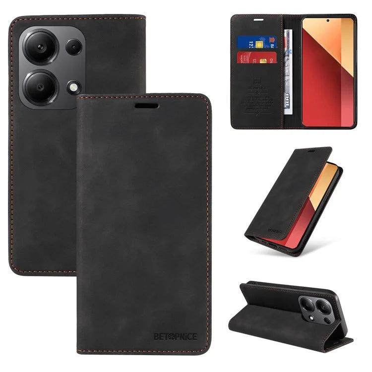 BETOPNICE 003 For Xiaomi Redmi Note 13 Pro 4G / Poco M6 Pro 4G Phone Cover Leather RFID Blocking Case
