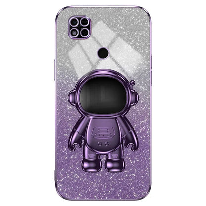 For Xiaomi Redmi 10C 4G Phone Case Electroplating Kickstand PC+TPU Glitter Powder Cover