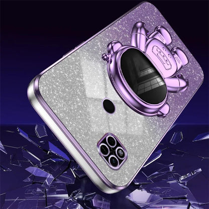 For Xiaomi Redmi 10C 4G Phone Case Electroplating Kickstand PC+TPU Glitter Powder Cover