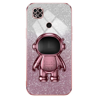 For Xiaomi Redmi 10C 4G Phone Case Electroplating Kickstand PC+TPU Glitter Powder Cover
