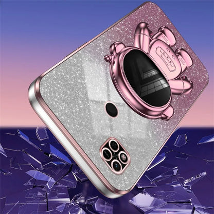 For Xiaomi Redmi 10C 4G Phone Case Electroplating Kickstand PC+TPU Glitter Powder Cover