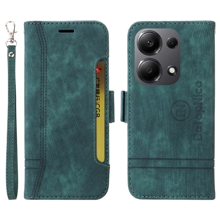 BETOPNICE 001 for Xiaomi Redmi Note 13 Pro 4G / Poco M6 Pro 4G Case with Hand Strap Leather Wallet Cover