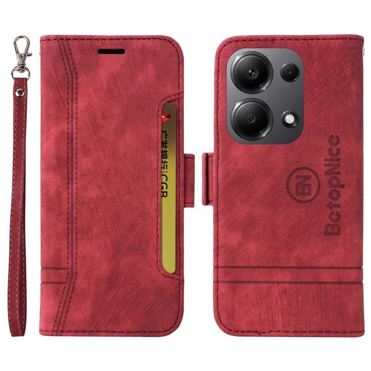 BETOPNICE 001 for Xiaomi Redmi Note 13 Pro 4G / Poco M6 Pro 4G Case with Hand Strap Leather Wallet Cover