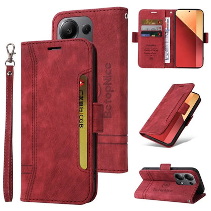 BETOPNICE 001 for Xiaomi Redmi Note 13 Pro 4G / Poco M6 Pro 4G Case with Hand Strap Leather Wallet Cover