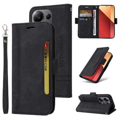 BETOPNICE 001 for Xiaomi Redmi Note 13 Pro 4G / Poco M6 Pro 4G Case with Hand Strap Leather Wallet Cover