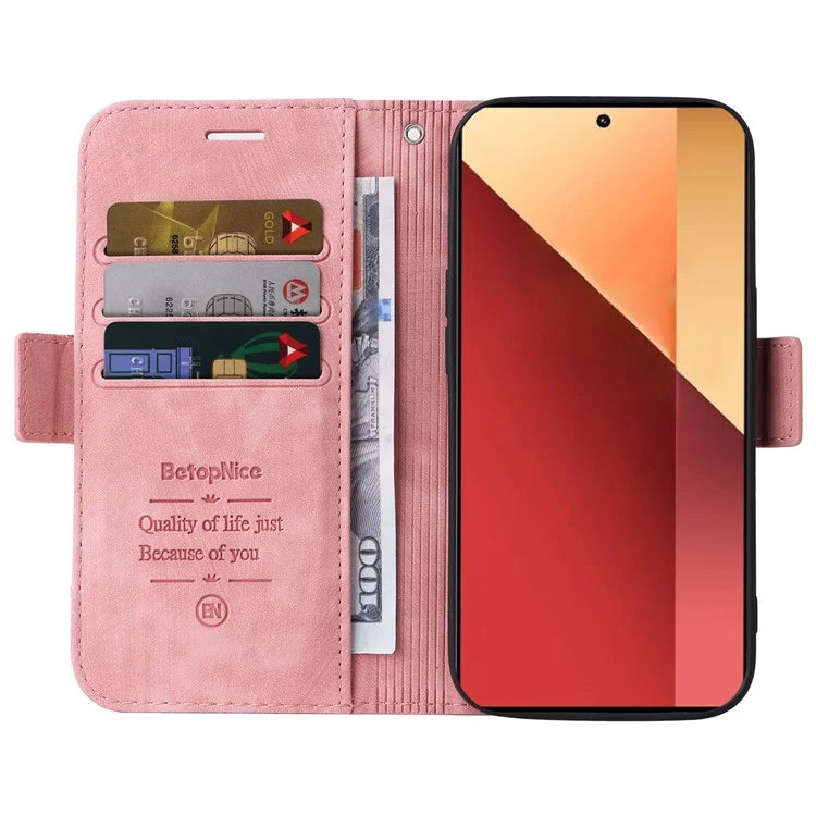 BETOPNICE 001 for Xiaomi Redmi Note 13 Pro 4G / Poco M6 Pro 4G Case with Hand Strap Leather Wallet Cover