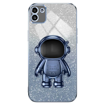 For Samsung Galaxy A03 (164.2 x 75.9 x 9.1mm) Cell Phone Case Electroplated PC+TPU Cover with Astronaut Kickstand