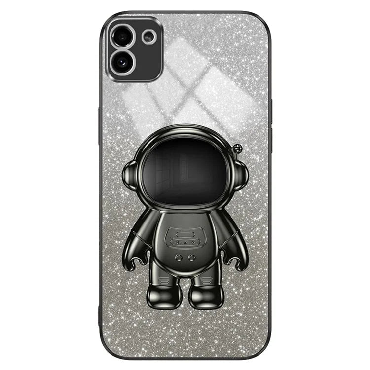 For Samsung Galaxy A03 (164.2 x 75.9 x 9.1mm) Cell Phone Case Electroplated PC+TPU Cover with Astronaut Kickstand