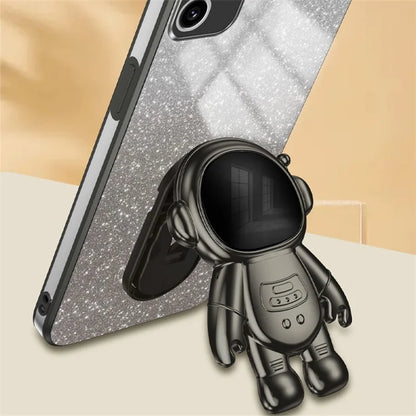For Samsung Galaxy A03 (164.2 x 75.9 x 9.1mm) Cell Phone Case Electroplated PC+TPU Cover with Astronaut Kickstand