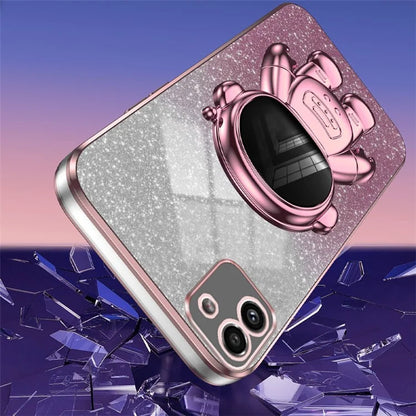 For Samsung Galaxy A03 (164.2 x 75.9 x 9.1mm) Cell Phone Case Electroplated PC+TPU Cover with Astronaut Kickstand