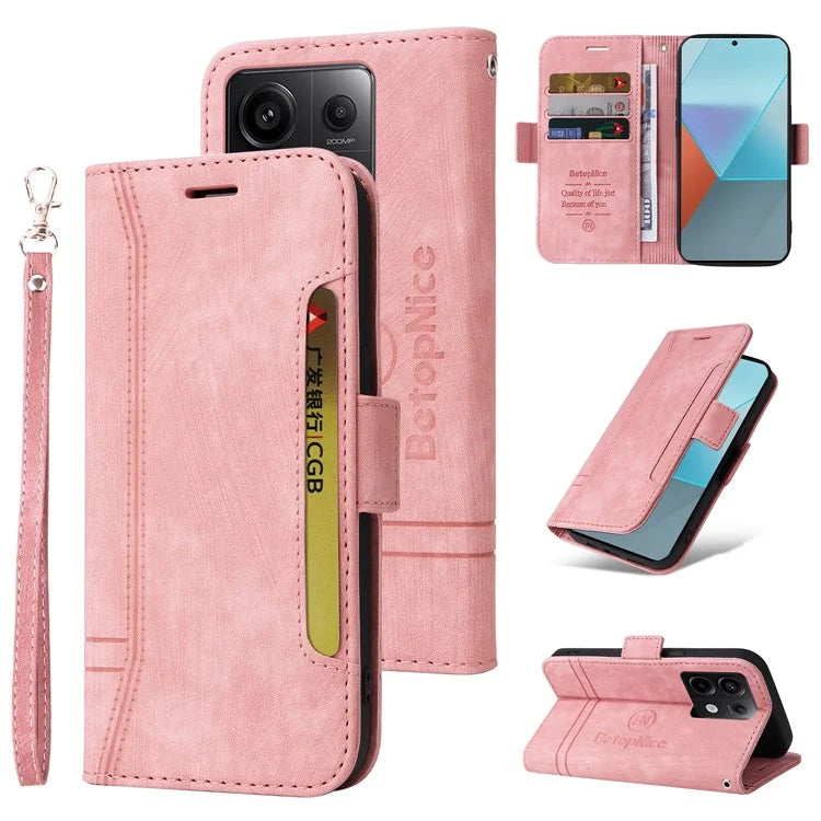 BETOPNICE 001 for Xiaomi Redmi Note 13 Pro 5G / Poco X6 5G Case Leather Wallet Smart Phone Cover
