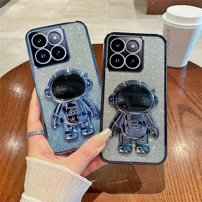 For Xiaomi 14 Pro Case Cartoon Astronaut Support Kickstand PC+TPU Cell Phone Cover