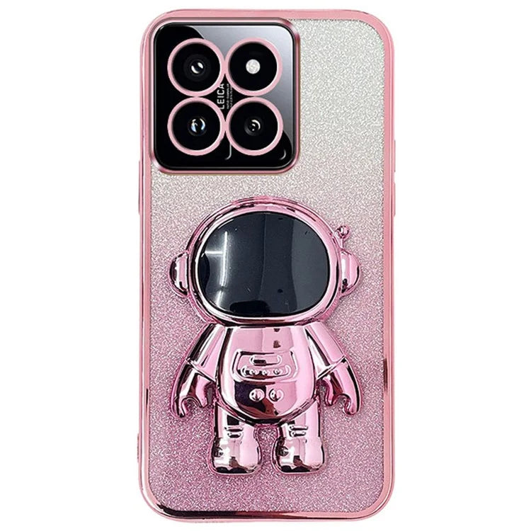 For Xiaomi 14 Case Shockproof Astronaut Kickstand Electroplating Cell Phone Cover