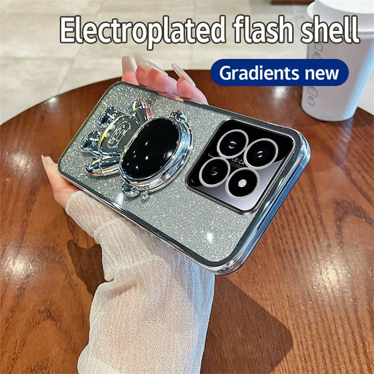 For Xiaomi 14 Case Shockproof Astronaut Kickstand Electroplating Cell Phone Cover