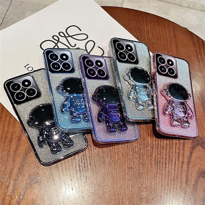 For Xiaomi 14 Case Shockproof Astronaut Kickstand Electroplating Cell Phone Cover